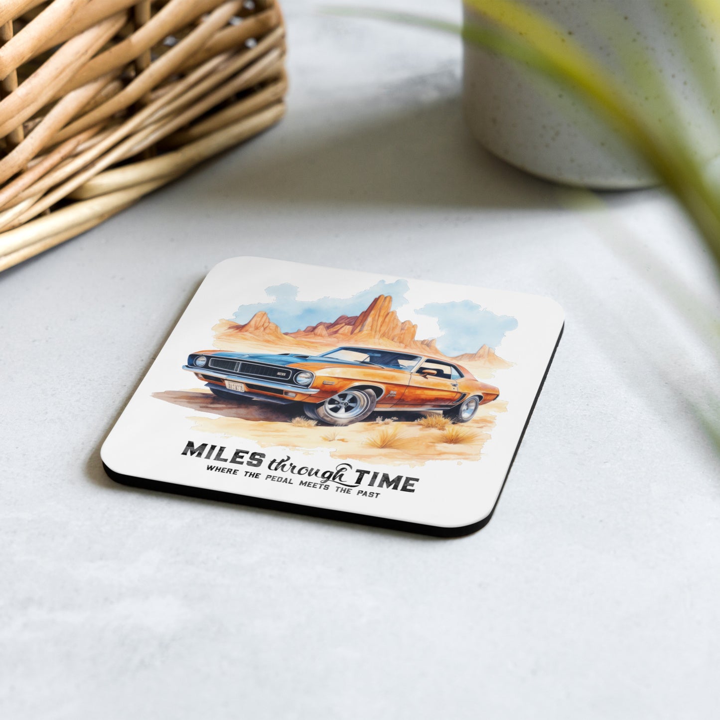 Watercolor American Muscle Cork-back coaster
