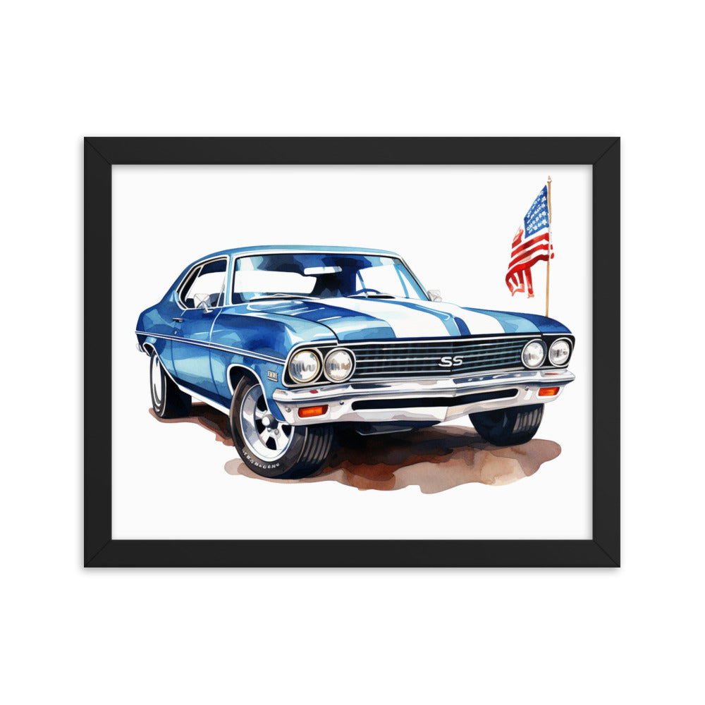 Watercolor American Muscle SS Framed poster