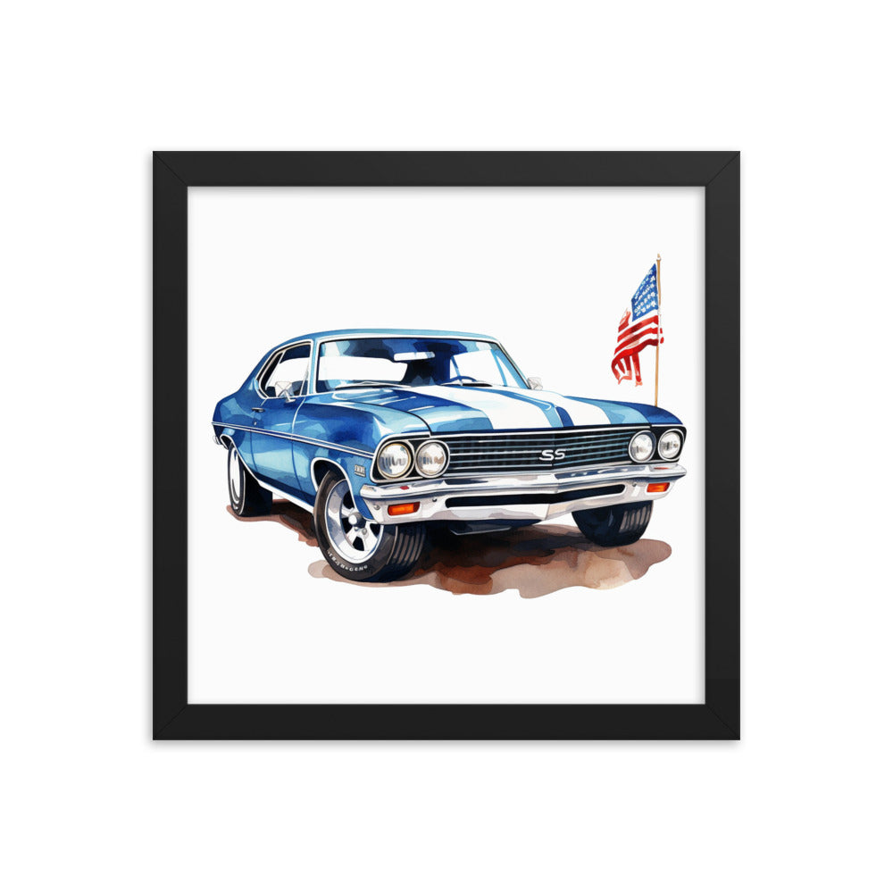 Watercolor American Muscle SS Framed poster