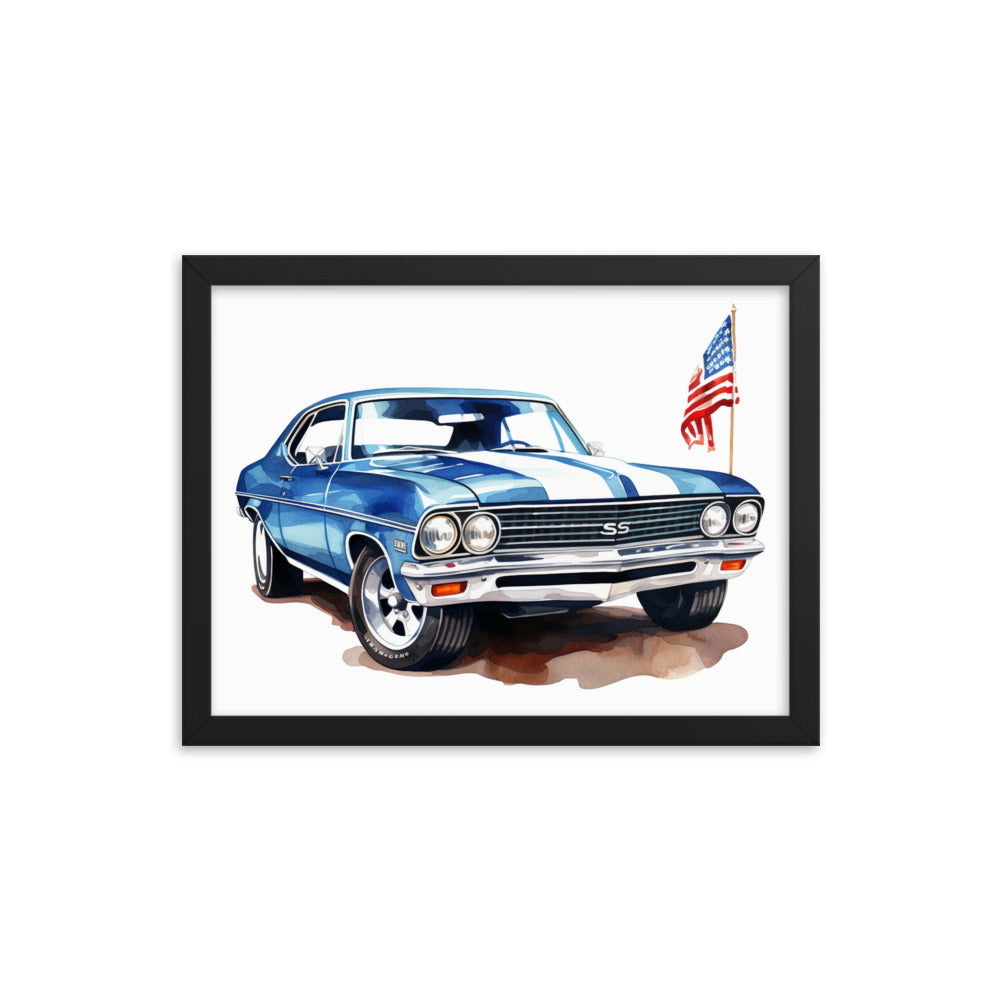 Watercolor American Muscle SS Framed poster