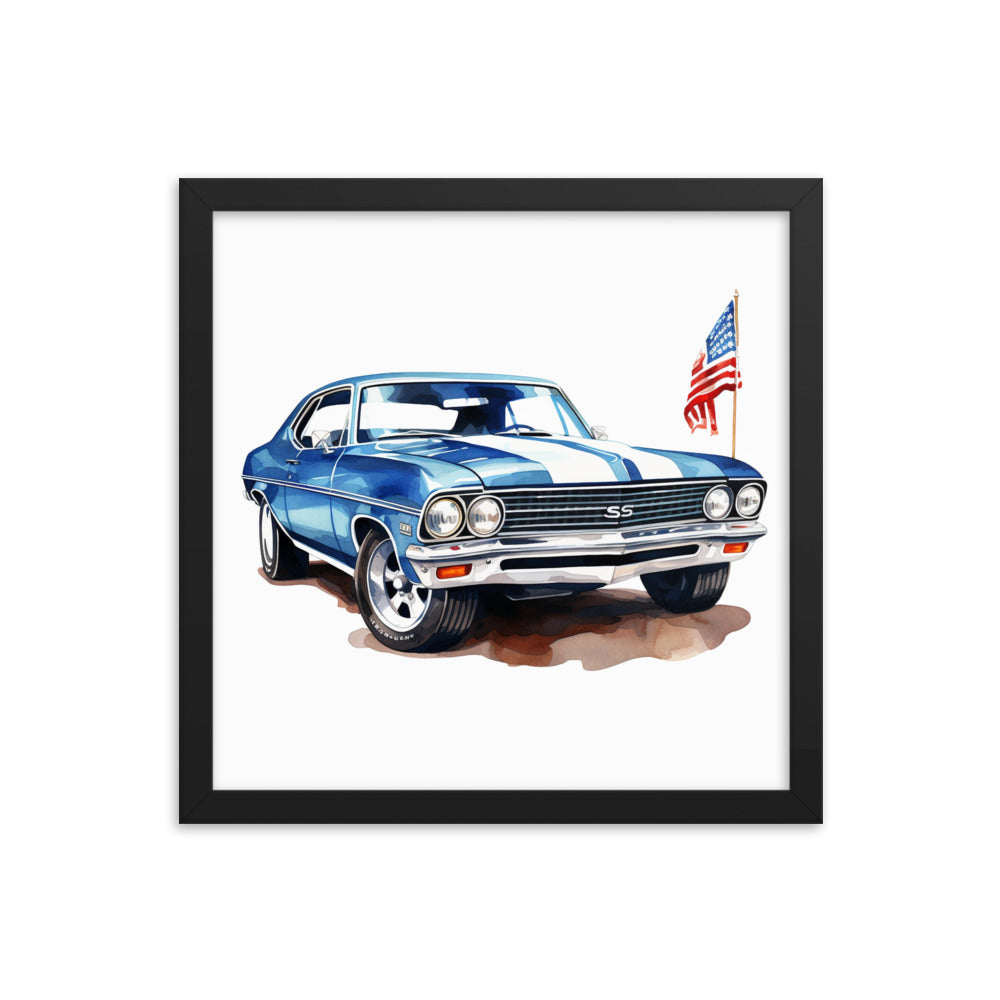 Watercolor American Muscle SS Framed poster