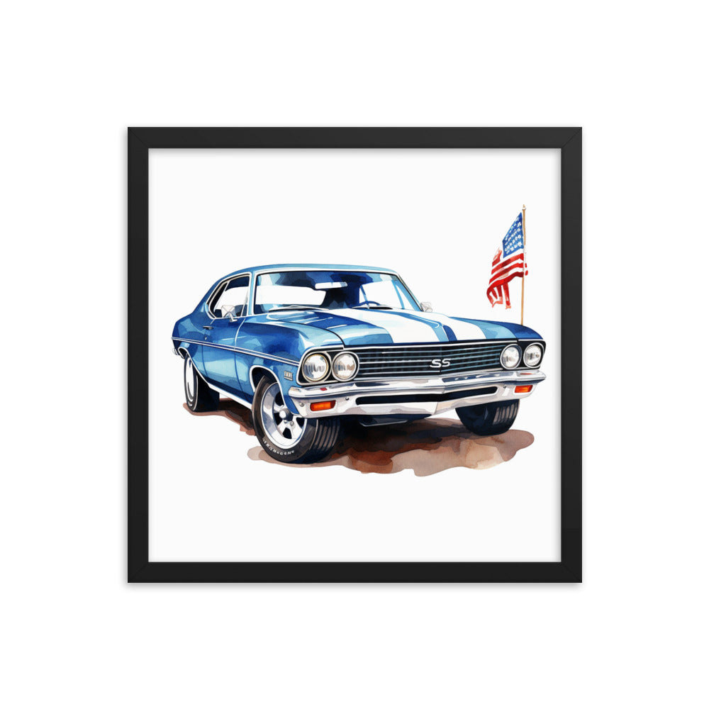 Watercolor American Muscle SS Framed poster