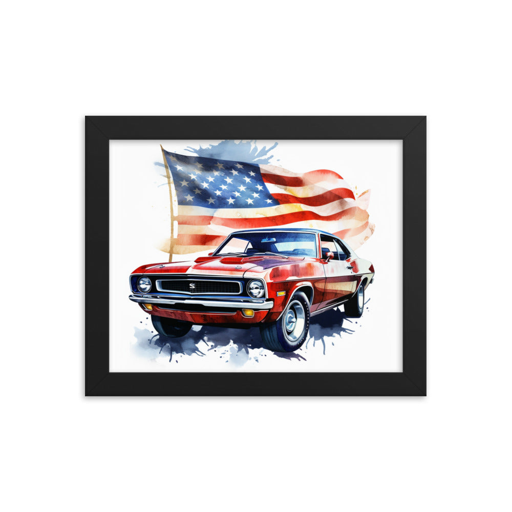 Watercolor Muscle Car USA Framed poster
