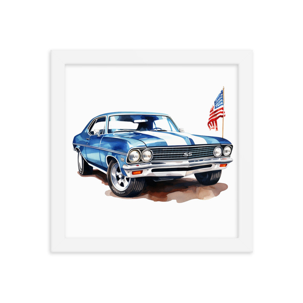 Watercolor American Muscle SS Framed poster