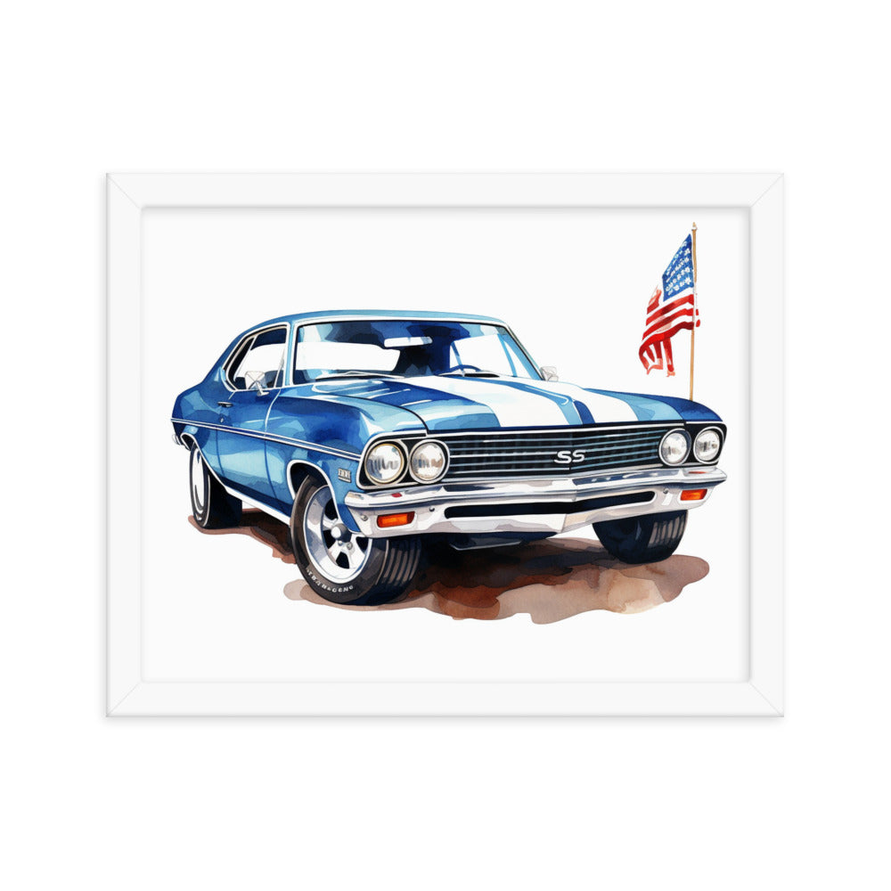 Watercolor American Muscle SS Framed poster