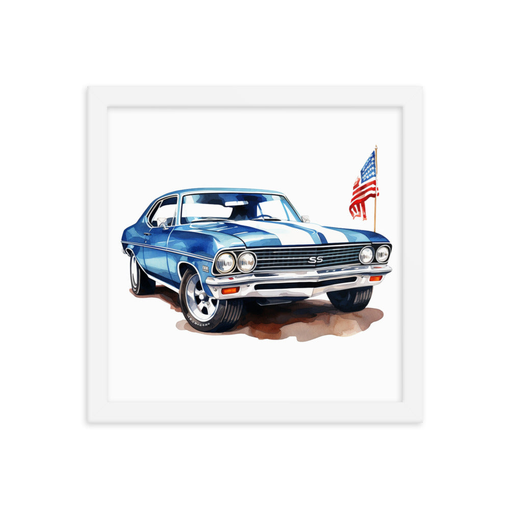 Watercolor American Muscle SS Framed poster