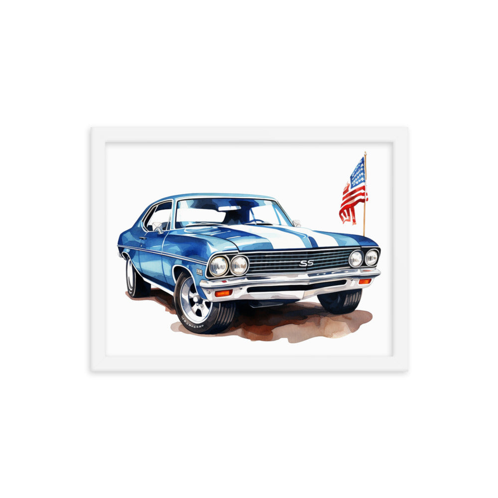 Watercolor American Muscle SS Framed poster