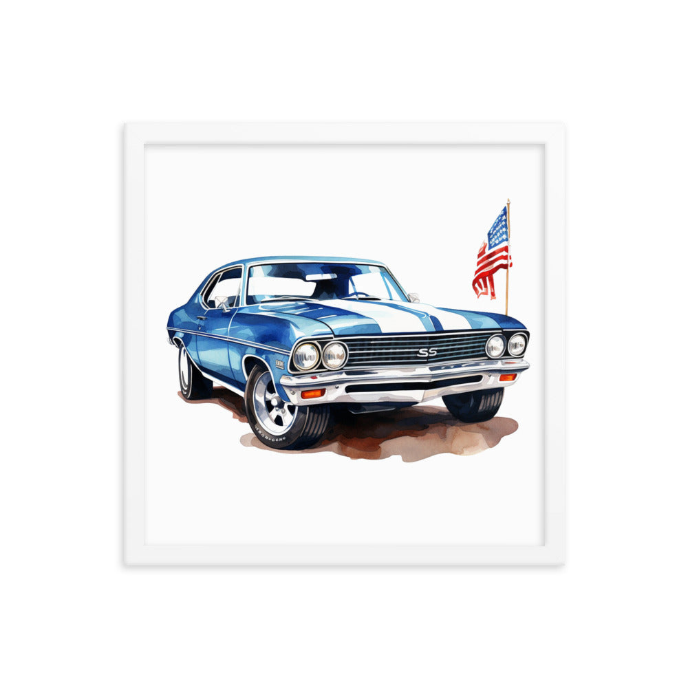 Watercolor American Muscle SS Framed poster