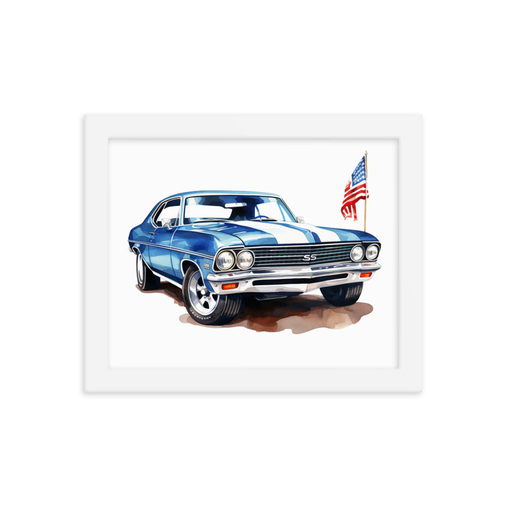 Watercolor American Muscle SS Framed poster