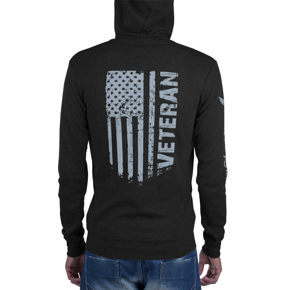 Veteran Flag Unisex Lightweight Zip Hoodie