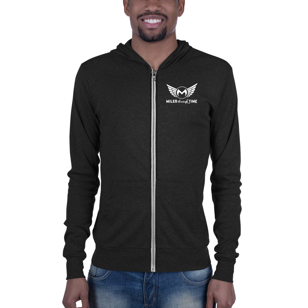 Classic Miles Through Time Unisex Lightweight Zip Hoodie