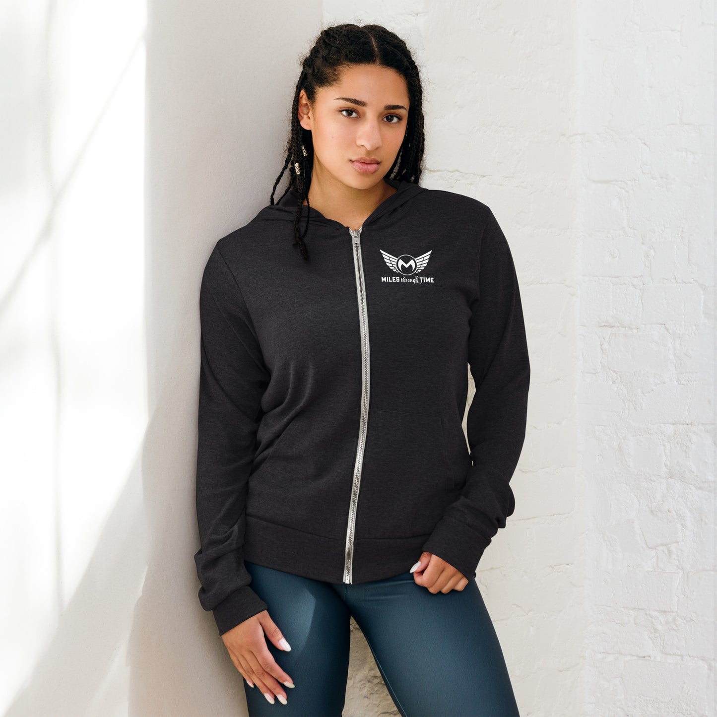 Classic Miles Through Time Unisex Lightweight Zip Hoodie