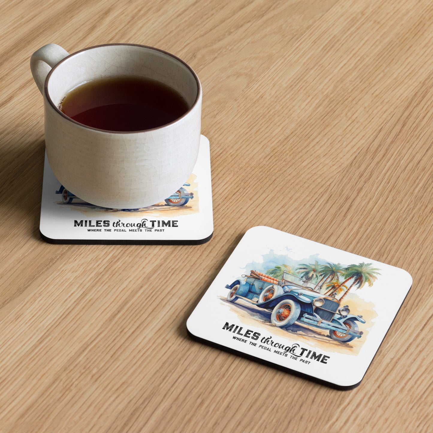 Watercolor 20s Roadster Cork-back coaster