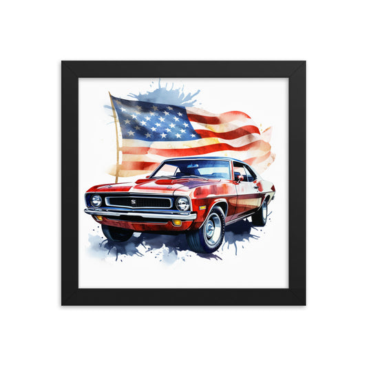 Watercolor Muscle Car USA Framed poster