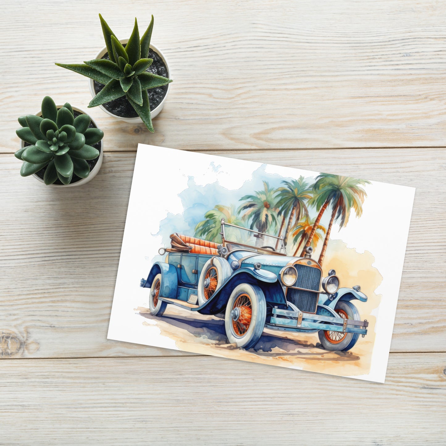 Watercolor 20s Roadster Greeting card